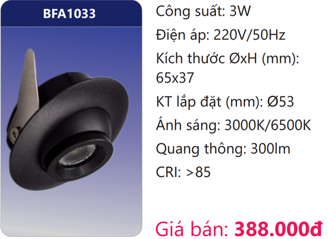  ĐÈN LED MINI ÂM TRẦN CHIẾU ĐIỂM TRANG TRÍ 3W DUHAL BFA1033 