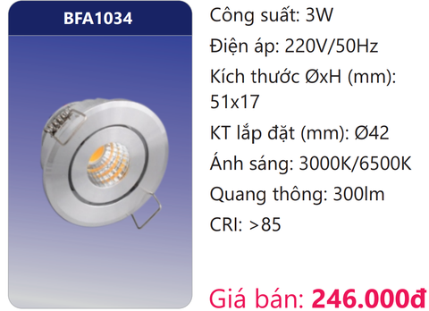  ĐÈN LED MINI ÂM TRẦN CHIẾU ĐIỂM TRANG TRÍ 3W DUHAL BFA1034 