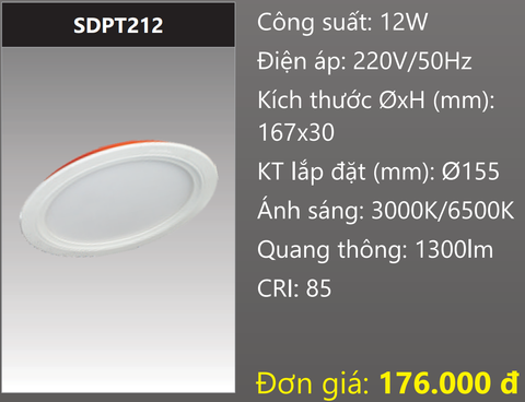  ĐÈN LED PANEL ÂM TRẦN DUHAL SDPT212 / 12W 