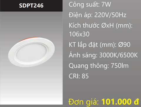  ĐÈN LED PANEL ÂM TRẦN DUHAL SDPT246 / 6W 