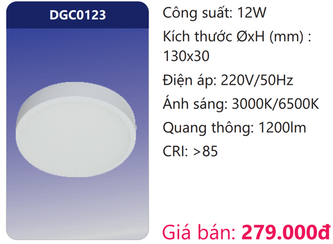  ĐÈN LED PANEL GẮN NỔI 12W DUHAL DGC0123 