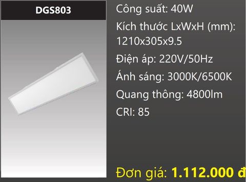  ĐÈN LED PANEL MỎNG 1200x300 (120x30) 40W DUHAL DGS803 