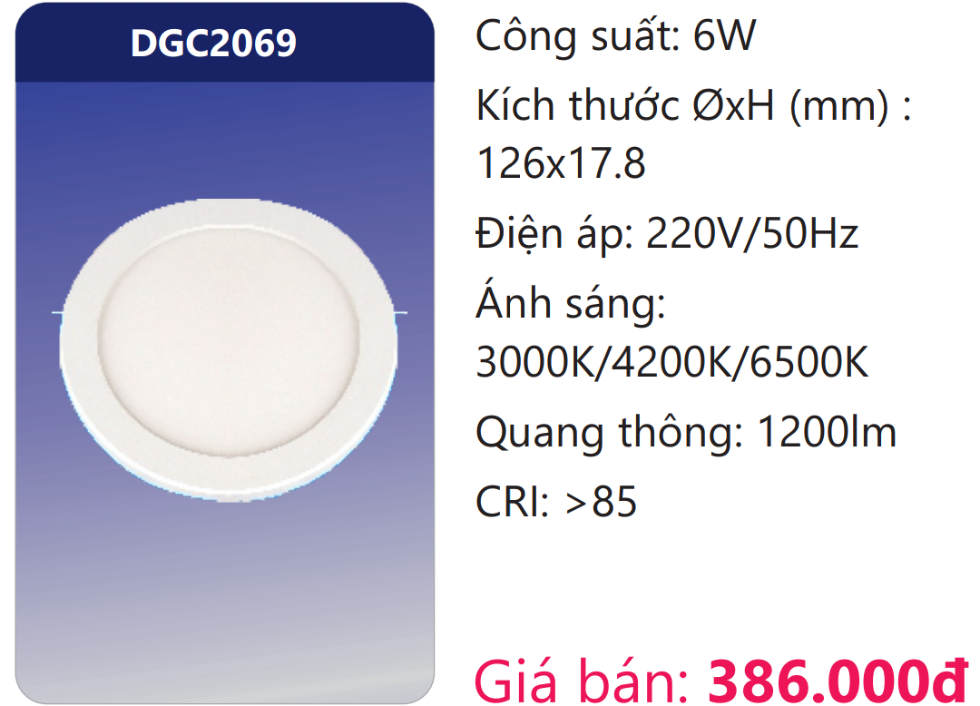 ĐÈN LED PANEL SIÊU MỎNG ỐP TRẦN  ĐỔI MÀU 6W DUHAL DGC2069