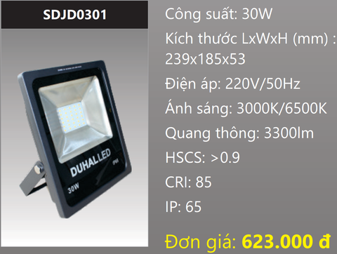  ĐÈN PHA LED 30W DUHAL SDJD0301 