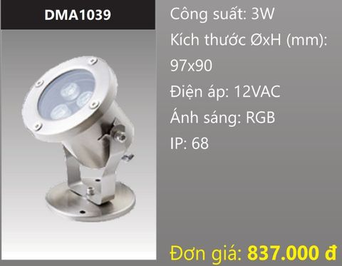  ĐÈN LED RỌI DƯỚI NƯỚC 3W ĐỔI MÀU RGB DUHAL DMA1039 