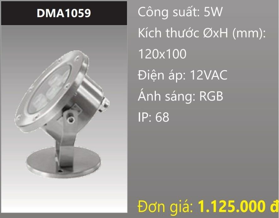 ĐÈN LED RỌI DƯỚI NƯỚC 5W ĐỔI MÀU RGB DUHAL DMA1059