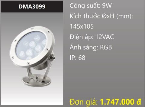  ĐÈN LED RỌI DƯỚI NƯỚC 9W ĐỔI MÀU RGB DUHAL DMA3099 