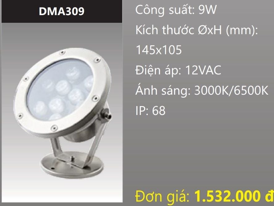 ĐÈN LED RỌI DƯỚI NƯỚC 9W DUHAL DMA309