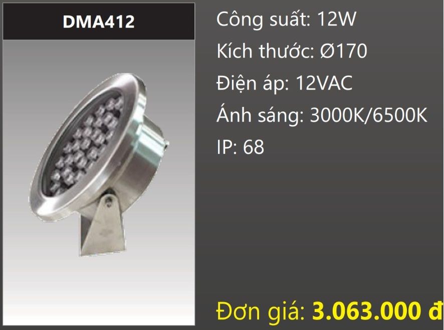 ĐÈN LED RỌI NƯỚC 12W DUHAL DMA412