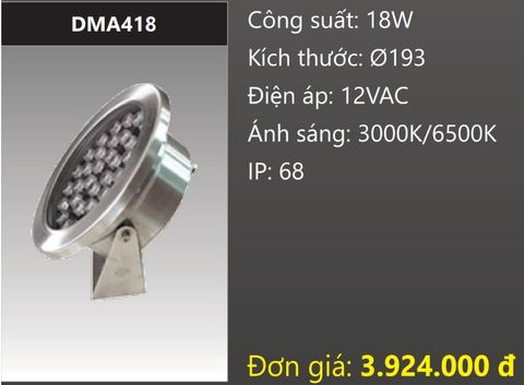  ĐÈN LED RỌI NƯỚC 18W DUHAL DMA418 