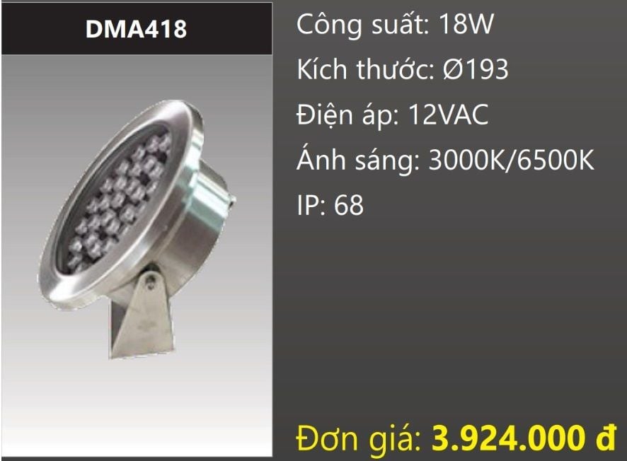 ĐÈN LED RỌI NƯỚC 18W DUHAL DMA418