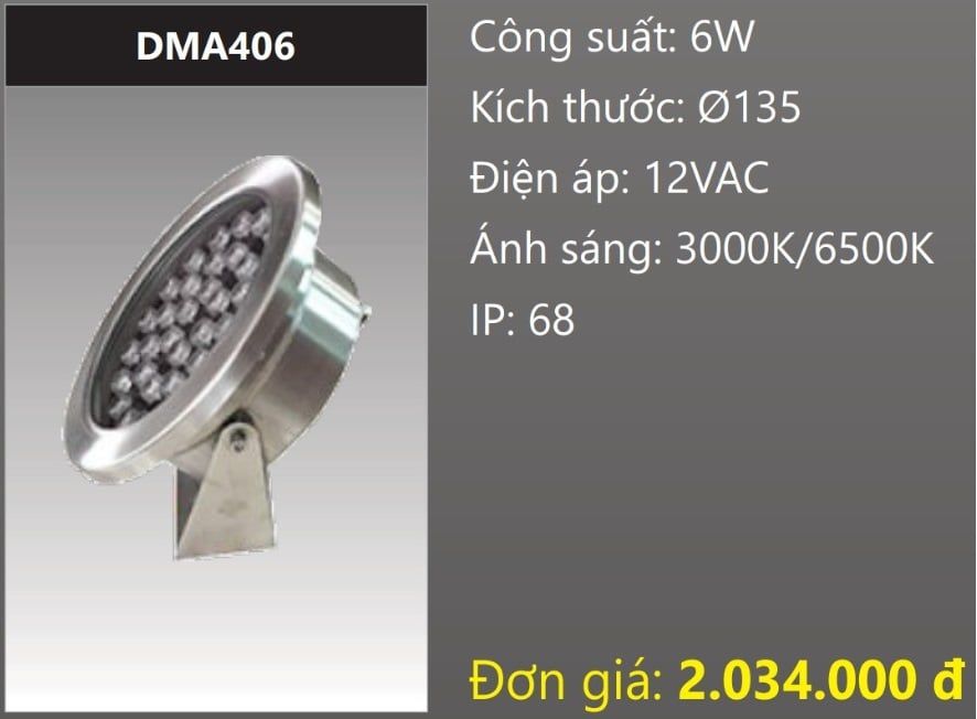 ĐÈN LED RỌI NƯỚC 6W DUHAL DMA406