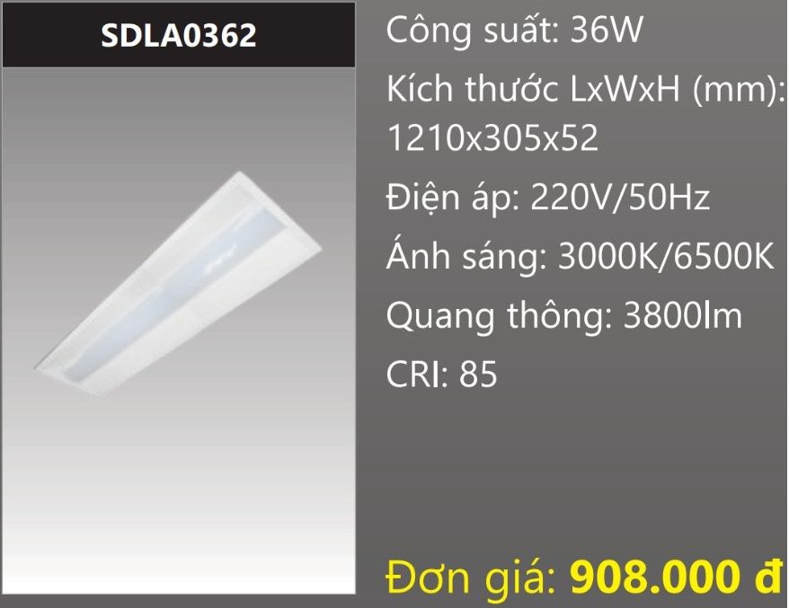 ĐÈN LED TẤM PANEL 1200x300 (120x30) DUHAL 36W SDLA0362