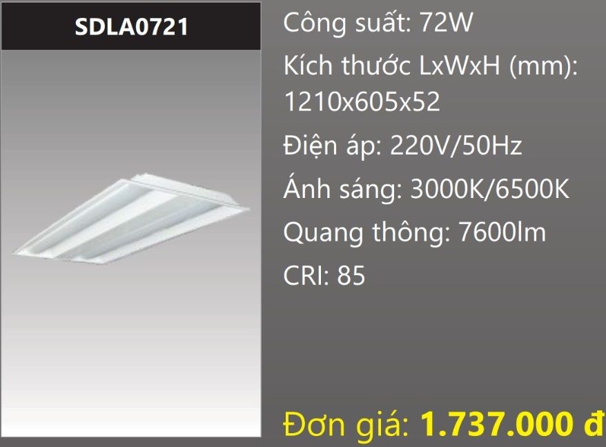 ĐÈN LED TẤM PANEL 1200x600 (120x60) 72W DUHAL SDLA0721