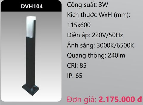  ĐÈN LED TRỤ SÂN VƯỜN 3W DUHAL DVH104 