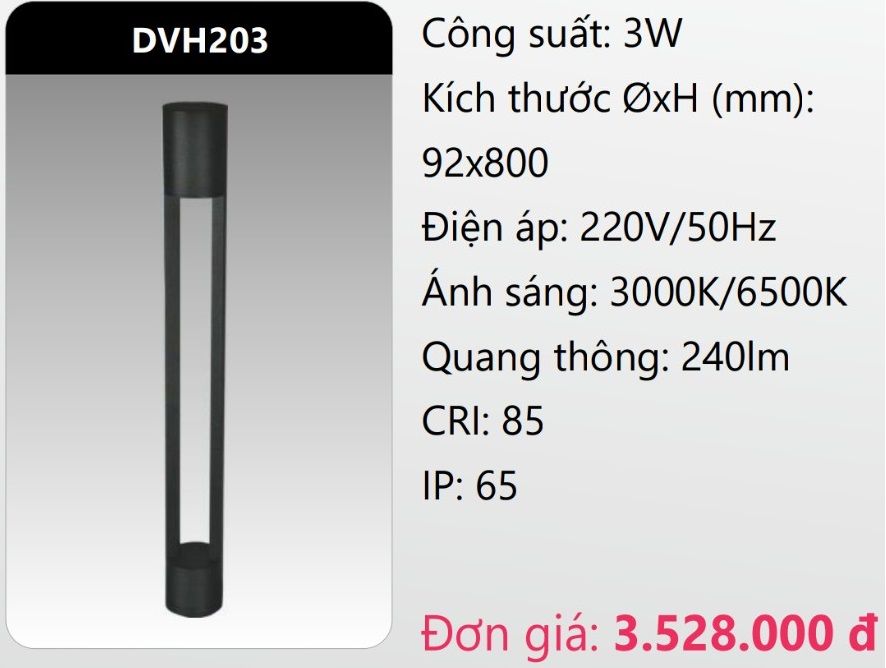 ĐÈN LED TRỤ SÂN VƯỜN 3W DUHAL DVH203