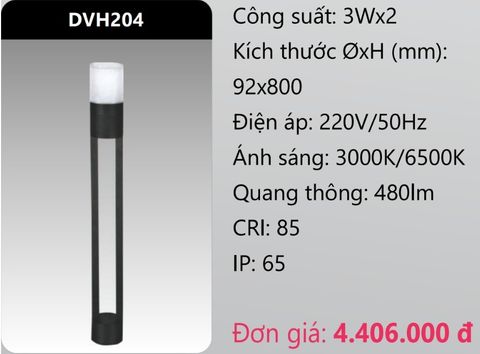  ĐÈN LED TRỤ SÂN VƯỜN 3Wx2 DUHAL DVH204 