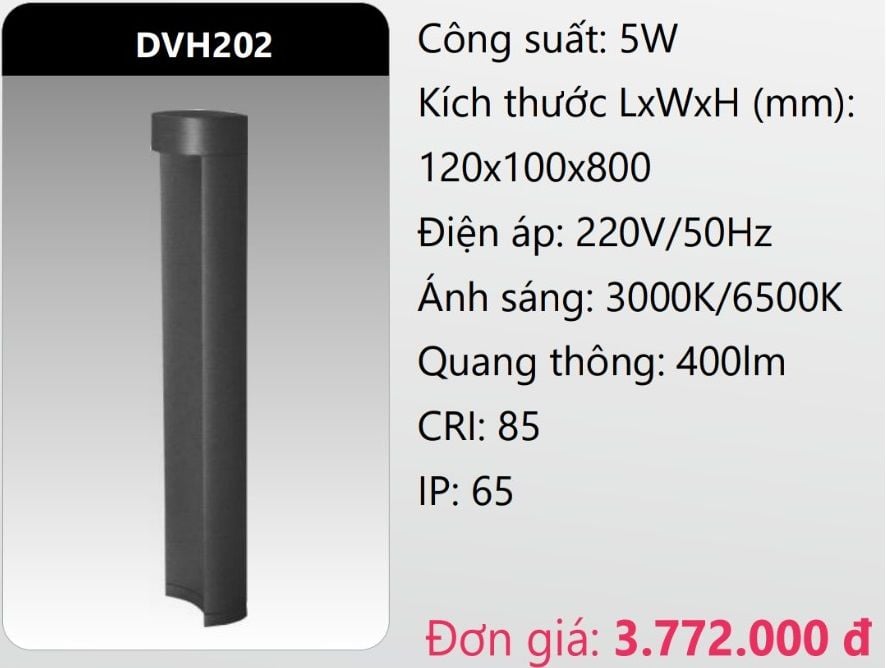 ĐÈN LED TRỤ SÂN VƯỜN 5W DUHAL DVH202