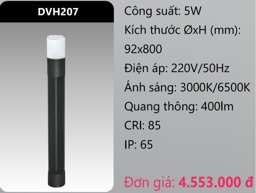 ĐÈN LED TRỤ SÂN VƯỜN 5W DUHAL DVH207