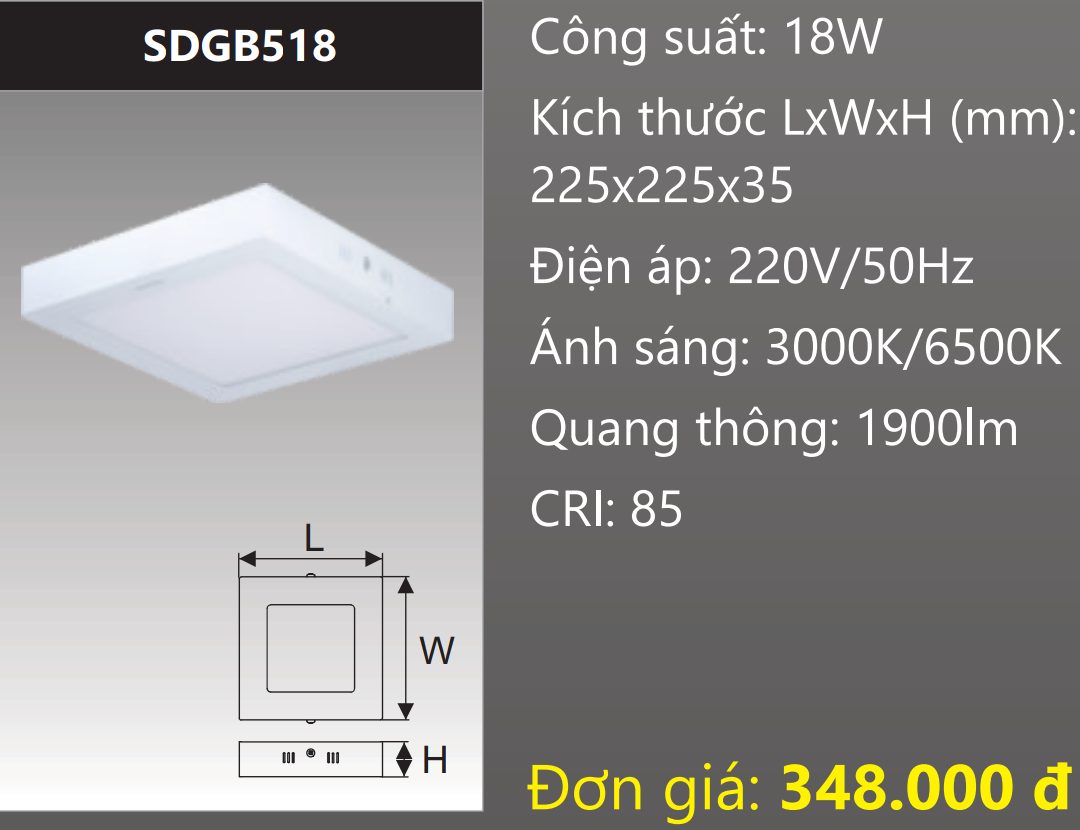 ĐÈN LED ỐP TRẦN DUHAL 18W SDGB518