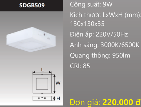  ĐÈN LED ỐP TRẦN DUHAL 9W SDGB509 