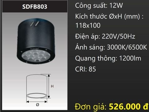  ĐÈN LON GẮN NỔI LED 12W DUHAL SDFB803 