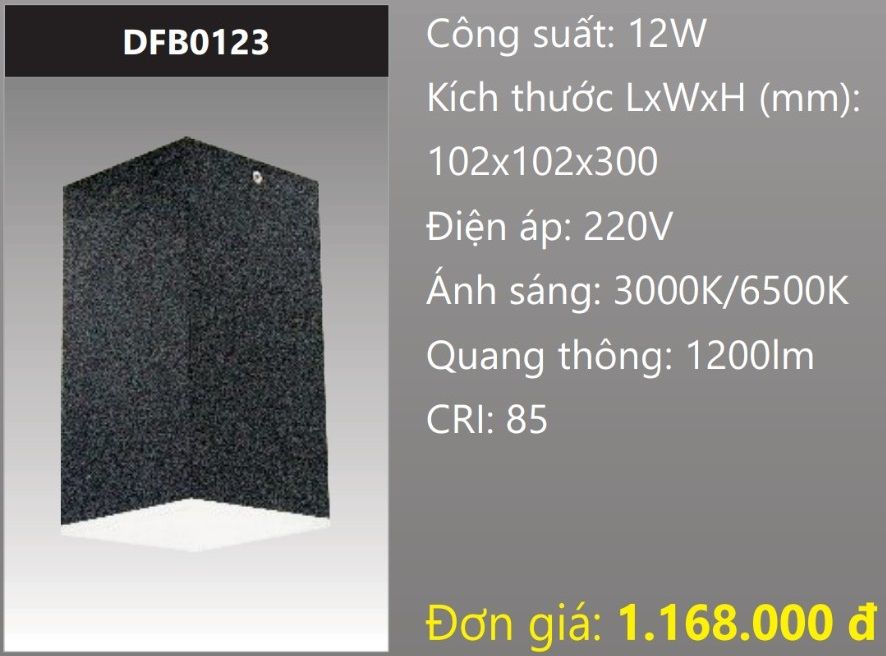 ĐÈN LON GẮN NỔI VUÔNG LED TÁN QUANG 12W DUHAL DFB0123