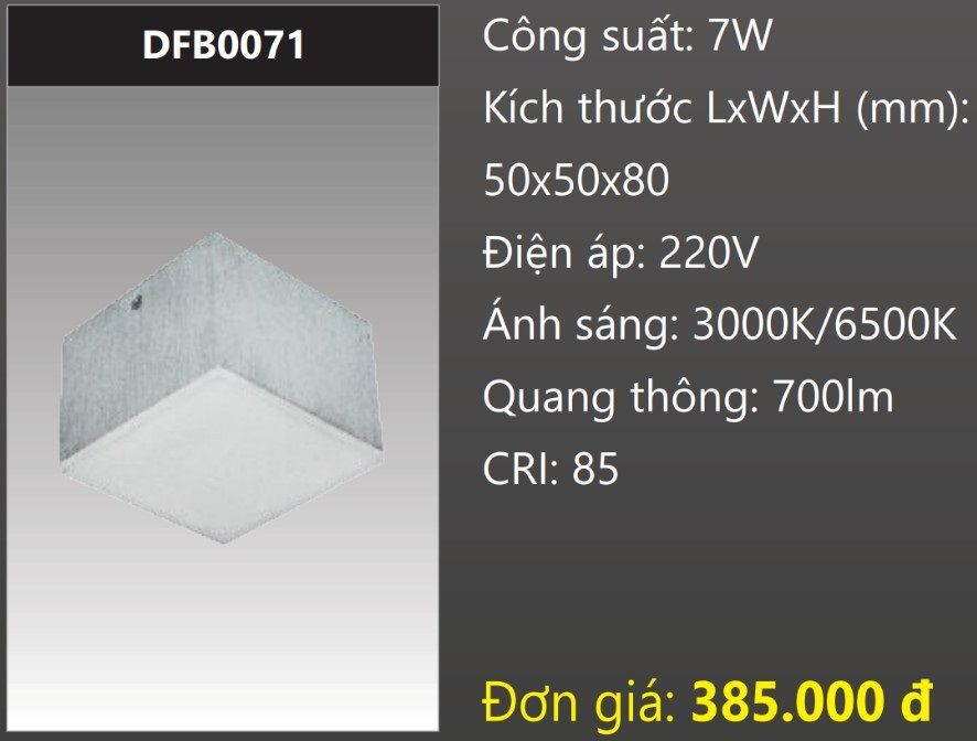 ĐÈN LON GẮN NỔI VUÔNG LED TÁN QUANG 7W DUHAL DFB0071