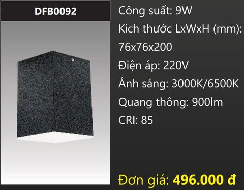  ĐÈN LON GẮN NỔI VUÔNG LED TÁN QUANG 9W DUHAL DFB0092 