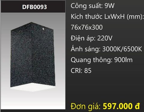  ĐÈN LON GẮN NỔI VUÔNG LED TÁN QUANG 9W DUHAL DFB0093 