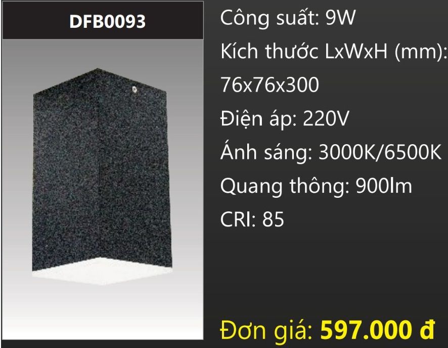 ĐÈN LON GẮN NỔI VUÔNG LED TÁN QUANG 9W DUHAL DFB0093