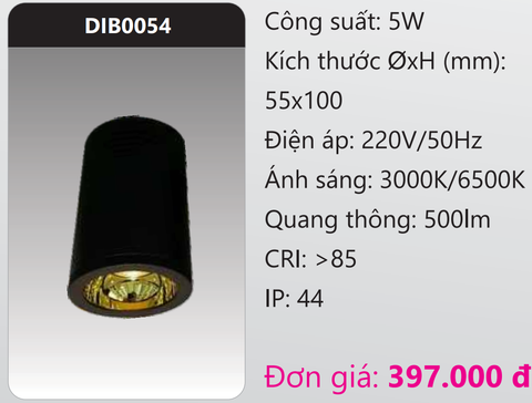  ĐÈN LON LED CHIẾU SÂU GẮN NỔI TRANG TRÍ DUHAL 5W DIB0054 