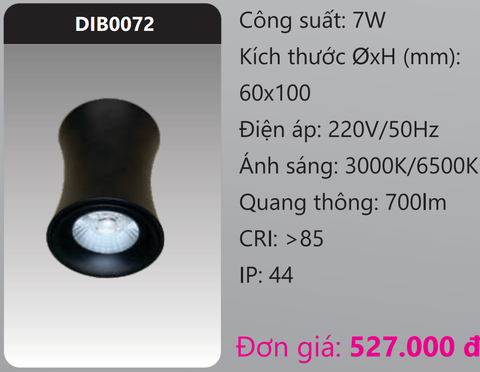  ĐÈN LON LED CHIẾU SÂU GẮN NỔI TRANG TRÍ DUHAL 7W DIB0072 