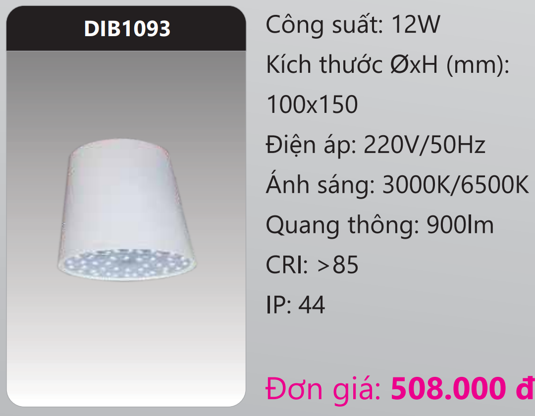 ĐÈN LON LED GẮN NỔI 12W DUHAL DIB1093