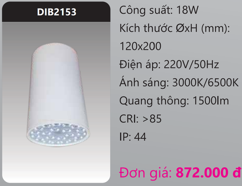  ĐÈN LON LED GẮN NỔI 18W DUHAL DIB2153 