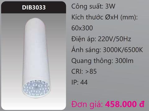  ĐÈN LON LED GẮN NỔI 3W DUHAL DIB3033 