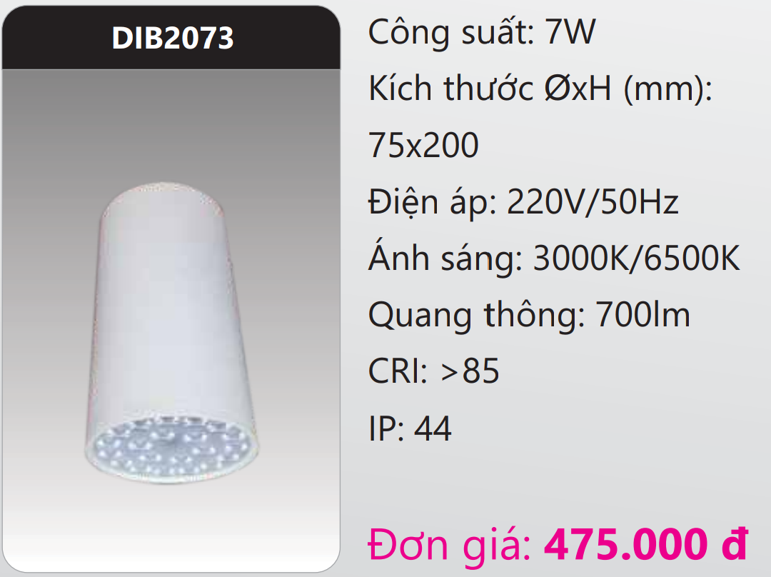 ĐÈN LON LED GẮN NỔI 7W DUHAL DIB2073