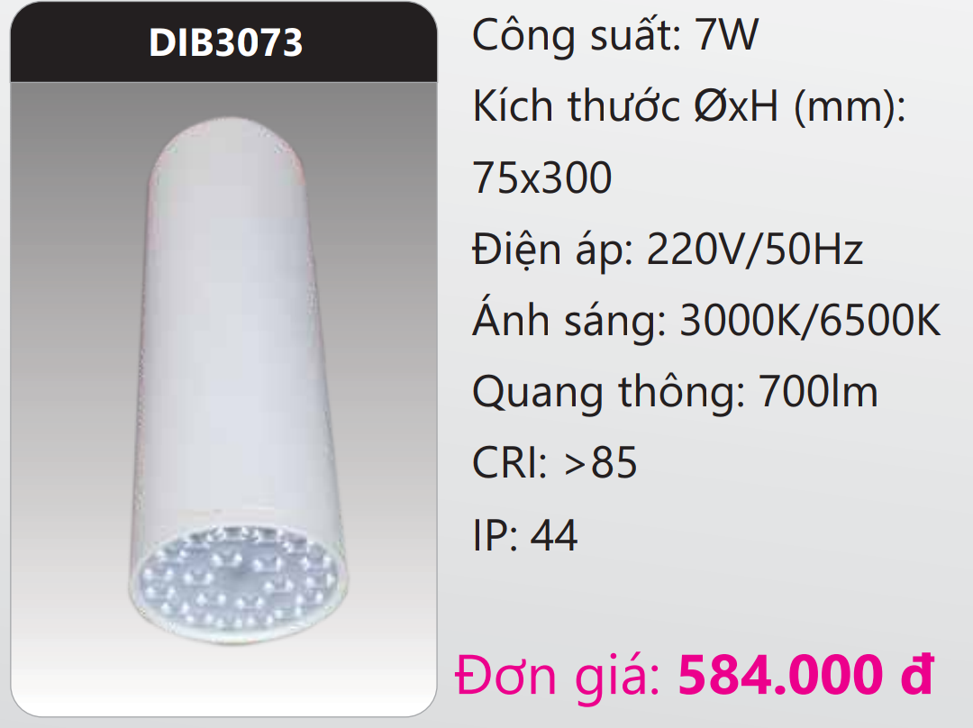 ĐÈN LON LED GẮN NỔI 7W DUHAL DIB3073