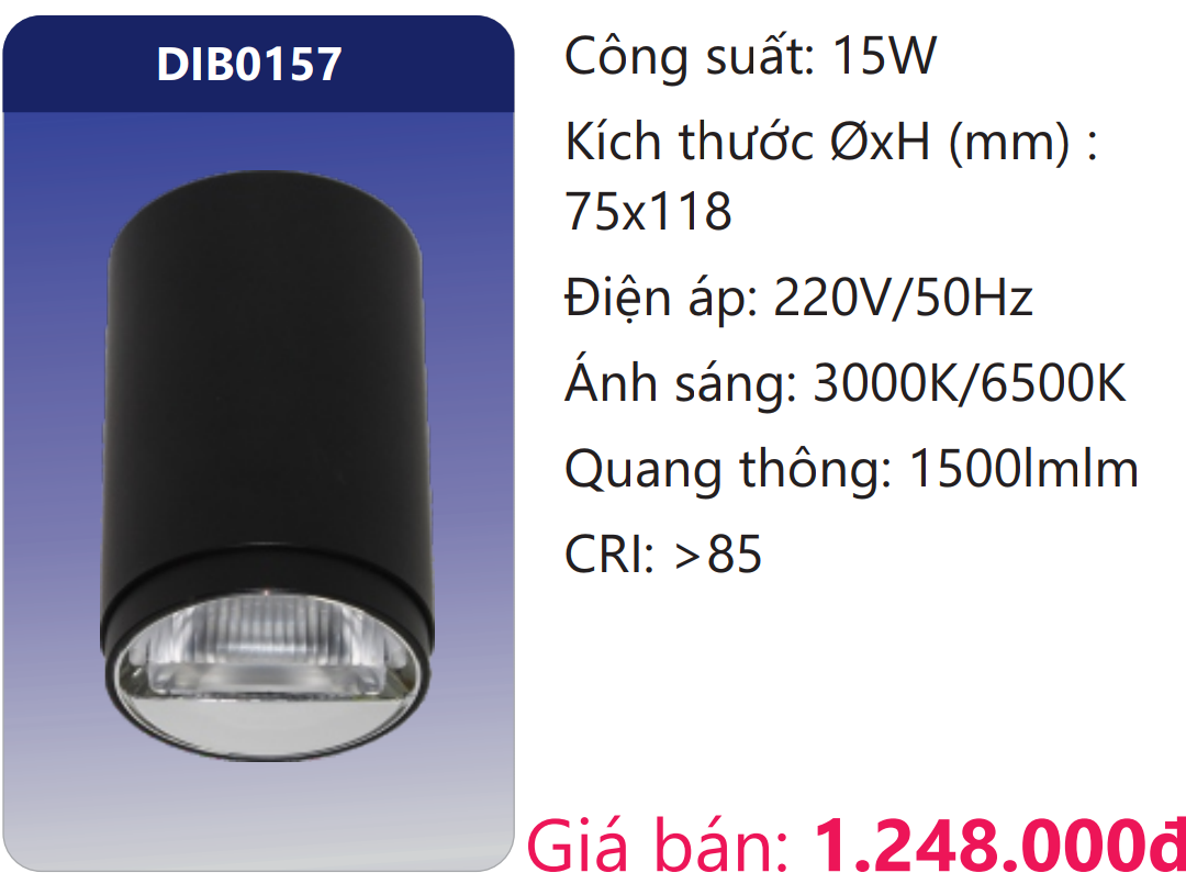 ĐÈN LON LED GẮN NỔI CHIẾU SÂU 15W DUHAL DIB0157