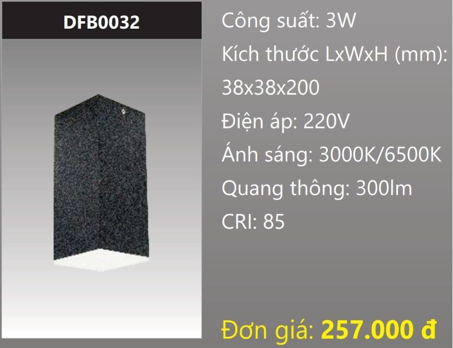 ĐÈN LON LED GẮN NỔI VUÔNG TÁN QUANG 3W DUHAL DFB0032