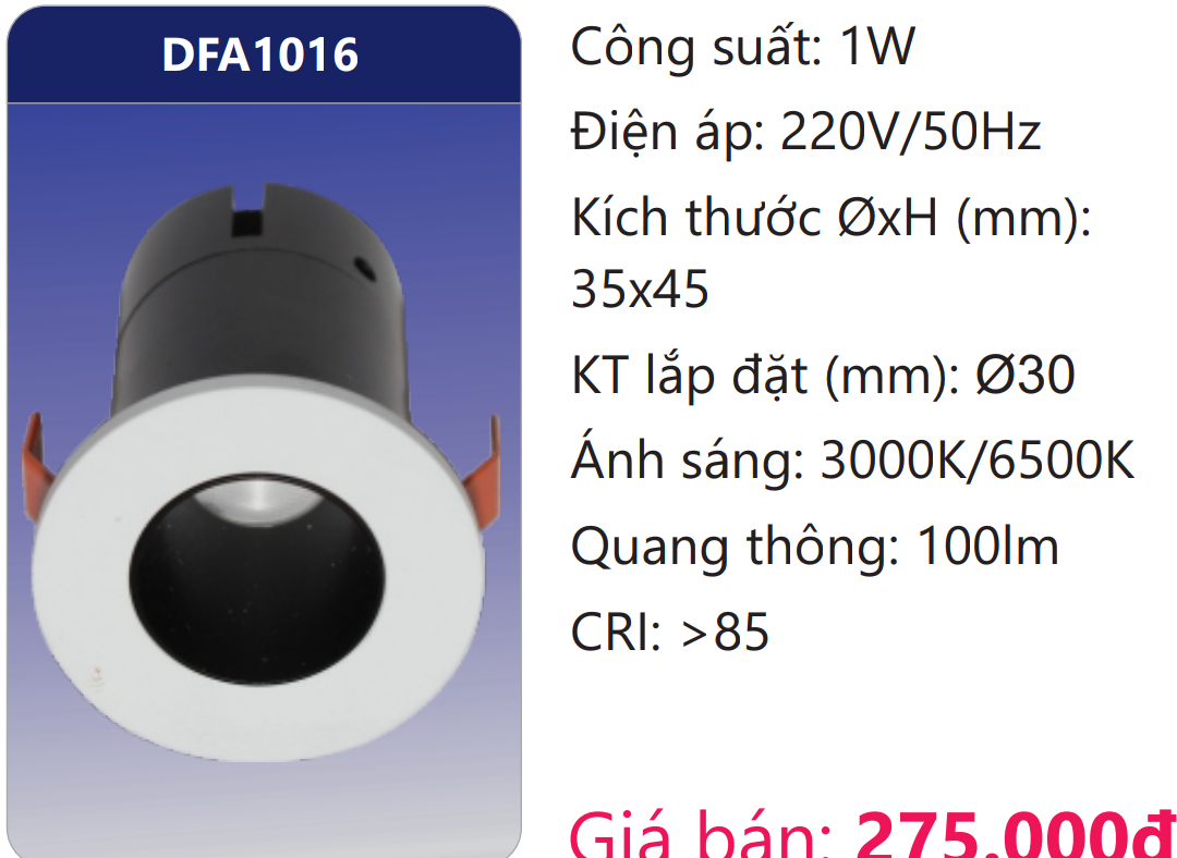 ĐÈN LON MINI ÂM TRẦN CHIẾU ĐIỂM TRANG TRÍ LED 1W DUHAL DFA1016