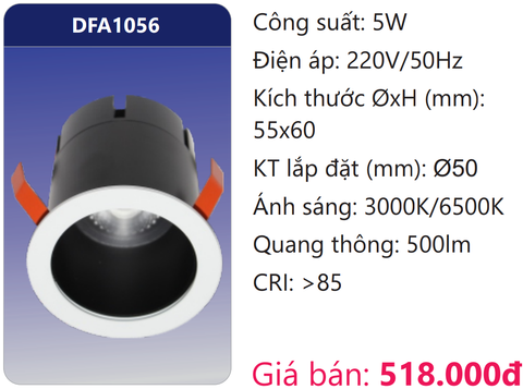  ĐÈN LON MINI ÂM TRẦN CHIẾU ĐIỂM TRANG TRÍ LED 5W DUHAL DFA1056 