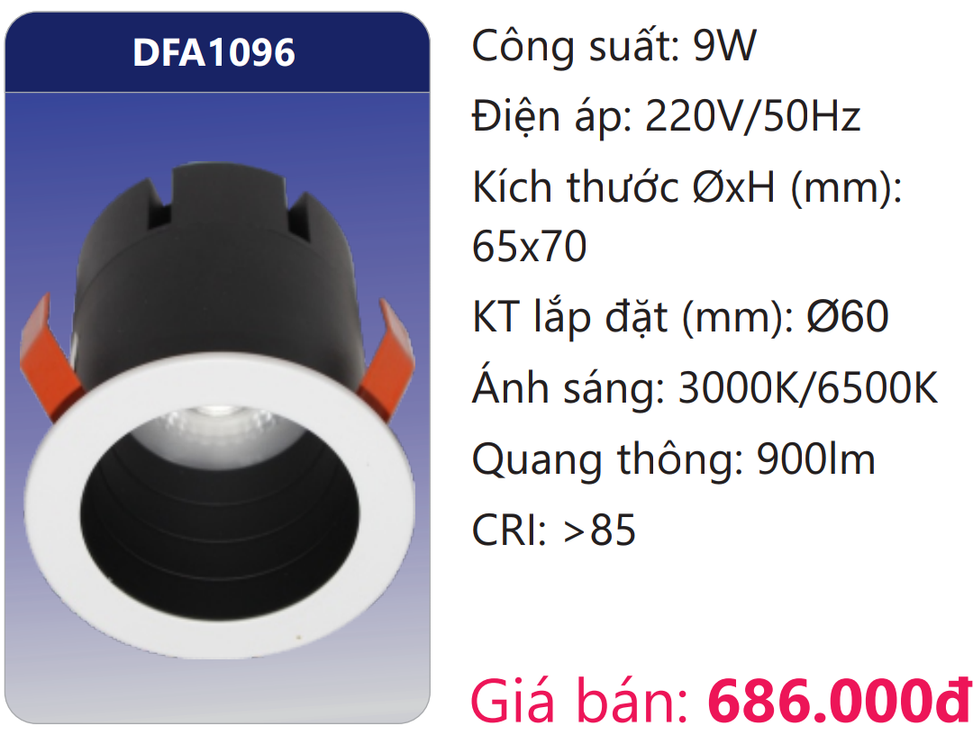 ĐÈN LON MINI ÂM TRẦN CHIẾU ĐIỂM TRANG TRÍ LED 9W DUHAL DFA1096