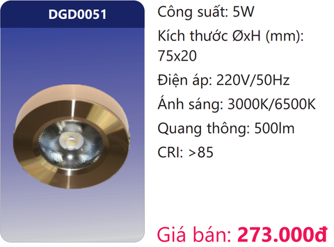  ĐÈN LON MINI GẮN NỔI CHIẾU ĐIỂM TRANG TRÍ LED 5W DUHAL DGD0051 