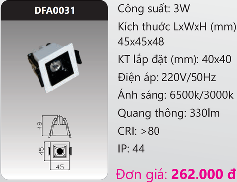  ĐÈN MINI ÂM TRẦN CHIẾU SÂU LED 3W DUHAL DFA0031 