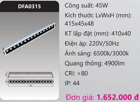  ĐÈN MINI ÂM TRẦN CHIẾU SÂU LED 45W DUHAL DFA0315 