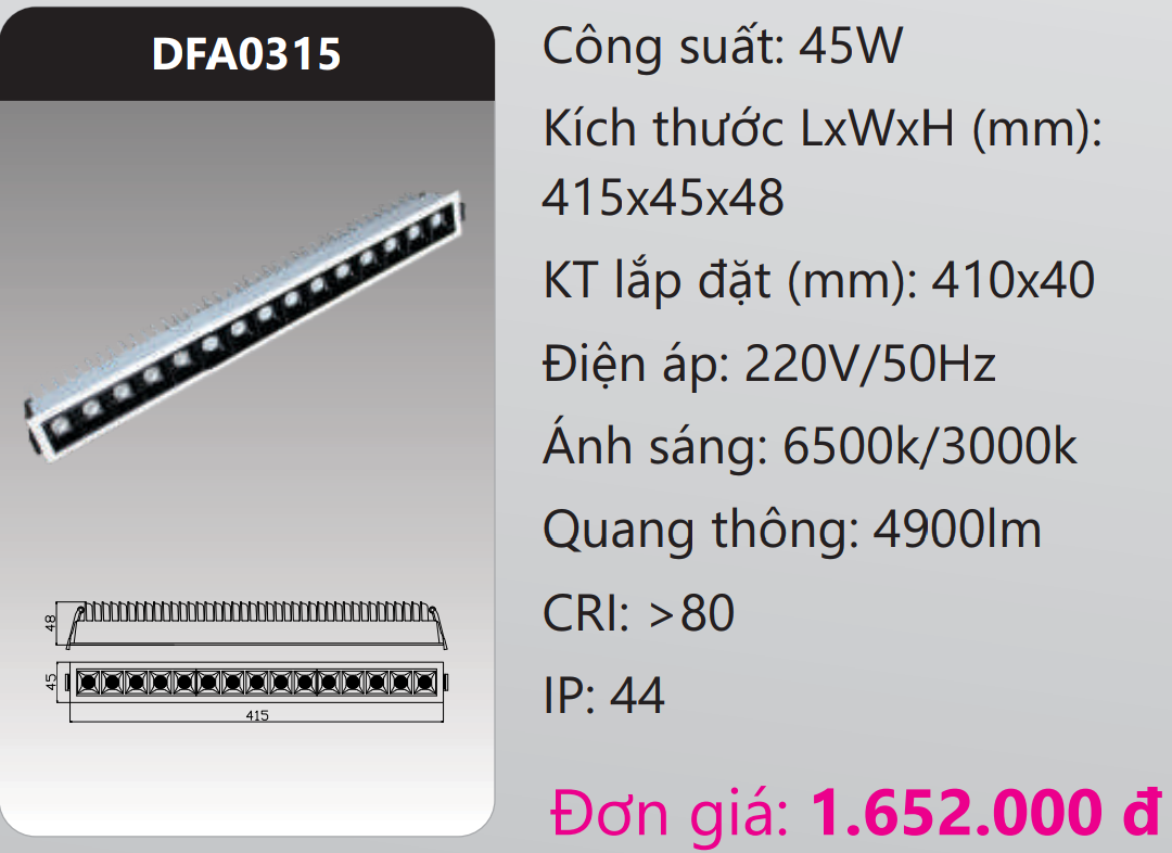 ĐÈN MINI ÂM TRẦN CHIẾU SÂU LED 45W DUHAL DFA0315