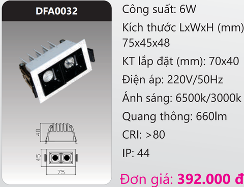  ĐÈN MINI ÂM TRẦN CHIẾU SÂU LED 6W DUHAL DFA0032 