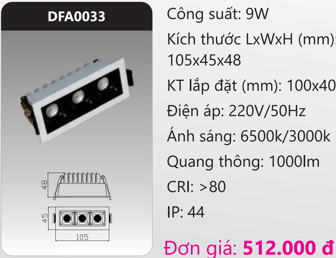 ĐÈN MINI ÂM TRẦN CHIẾU SÂU LED 9W DUHAL DFA0033