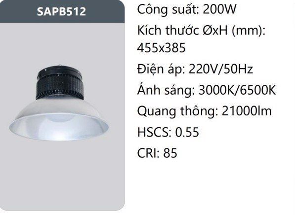 ĐÈN NHÀ XƯỞNG LED 200W DUHAL SAPB512